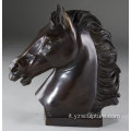 Decorazione dell'interno nero triste cavallo di bronzo testa statua